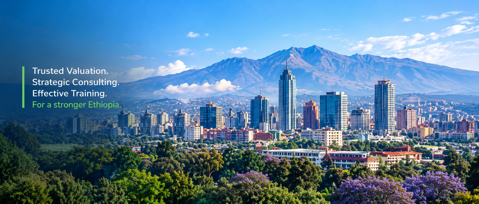 Addis Ababa skyline with mountains in the background