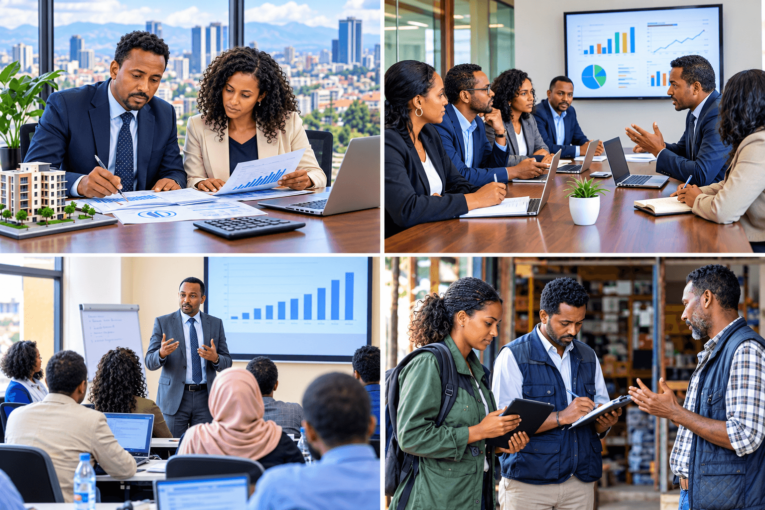 EthioVal valuation specialists reviewing a property and business valuation